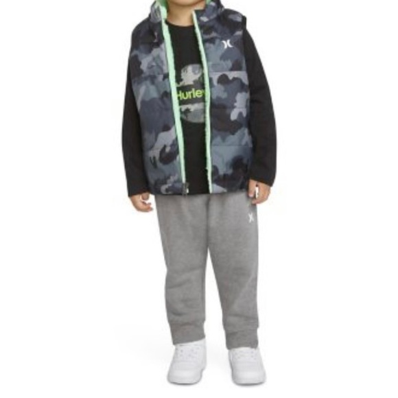 Hurley Toddler Boy 3-Piece Puffer Vest Set - Picture 3 of 5